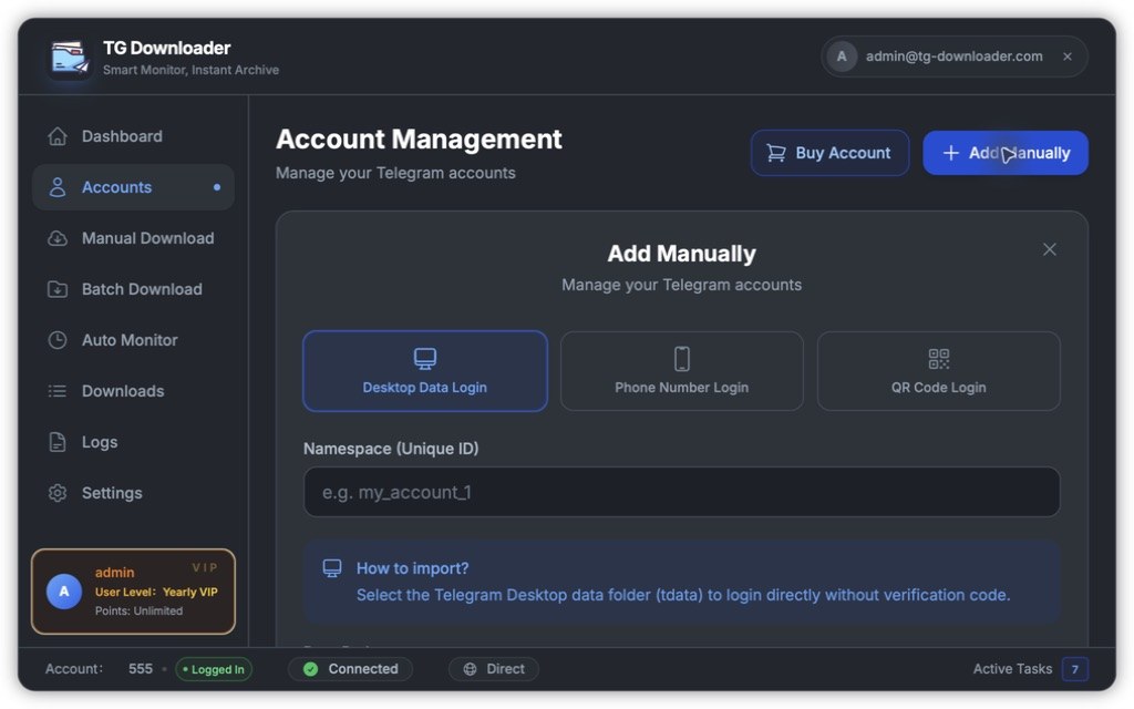 Add account panel