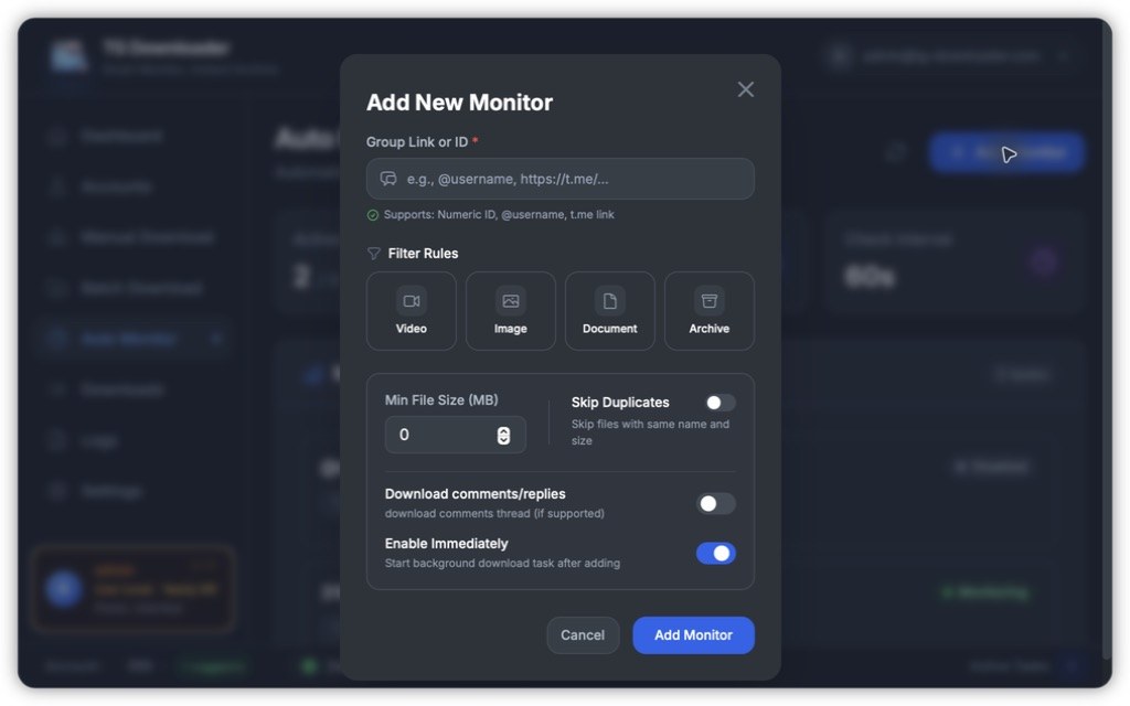 Add monitor