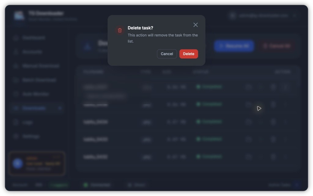 Delete confirmation