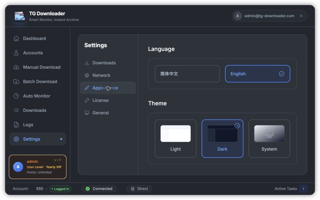 Appearance settings