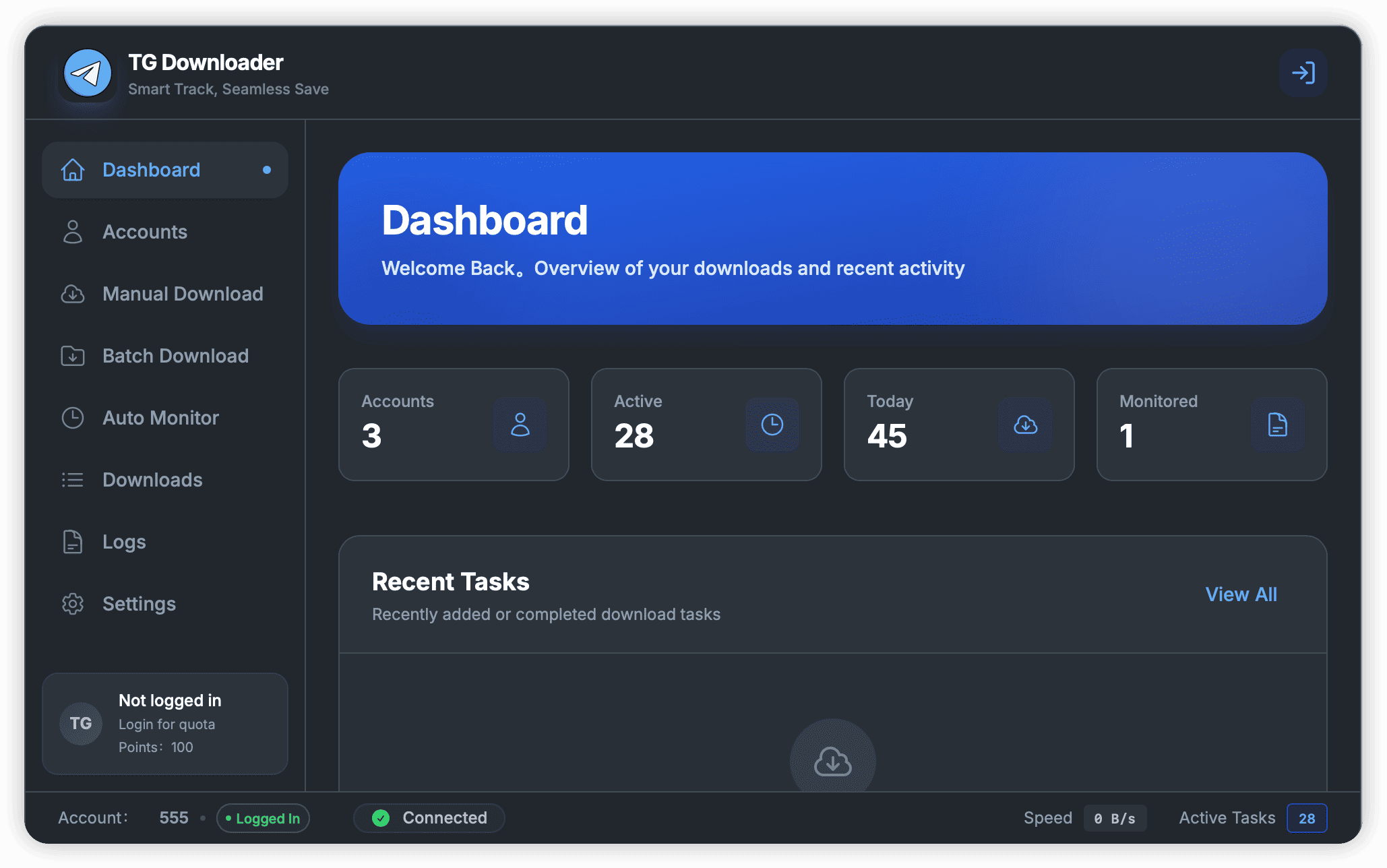 TG Downloader Homepage Preview