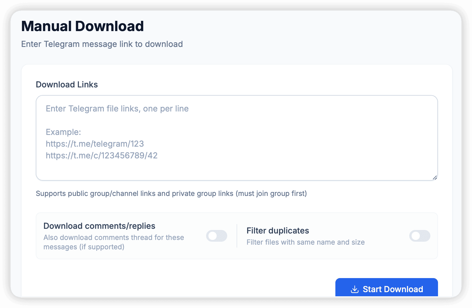Manual Download Interface