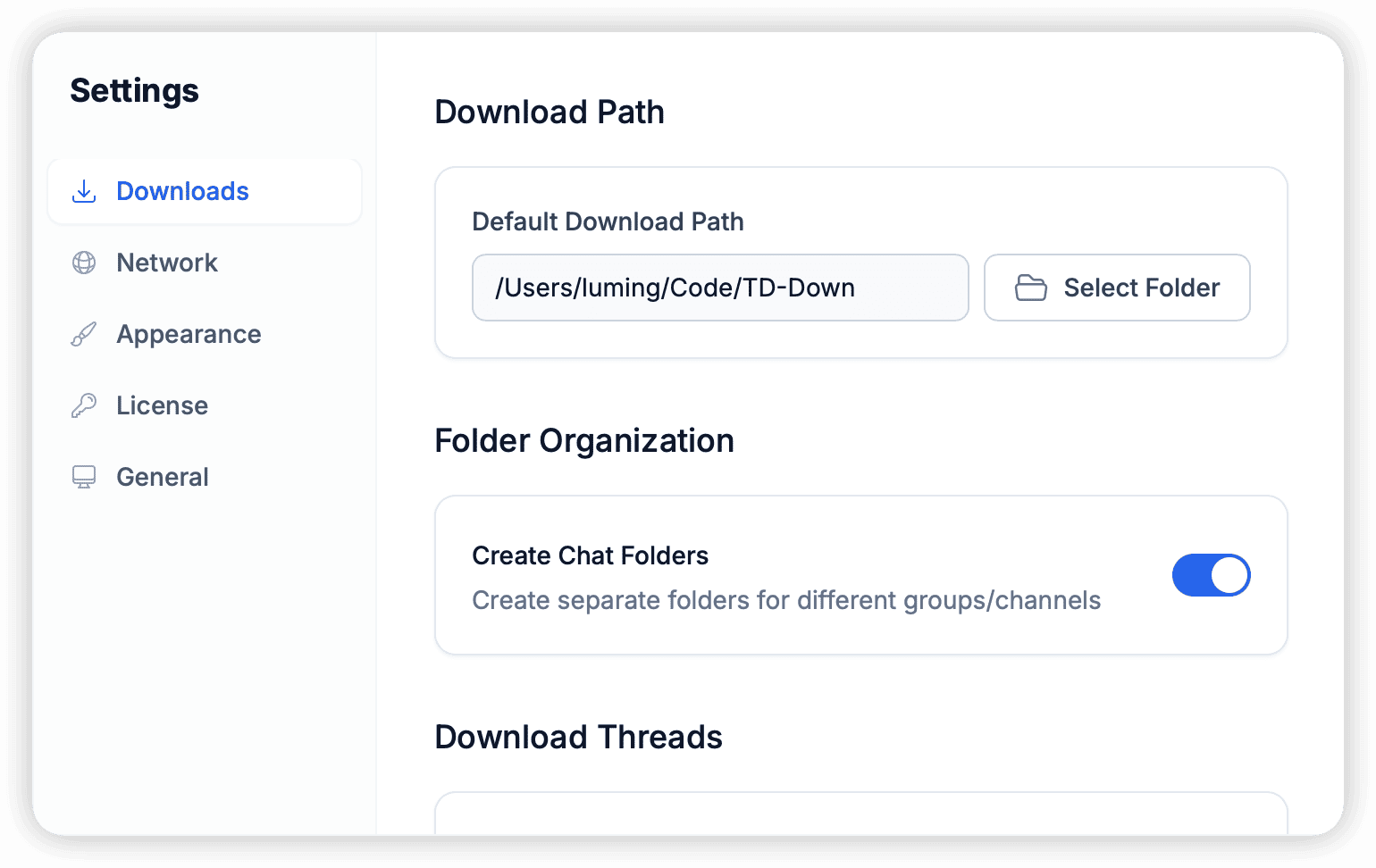 Settings Path Interface
